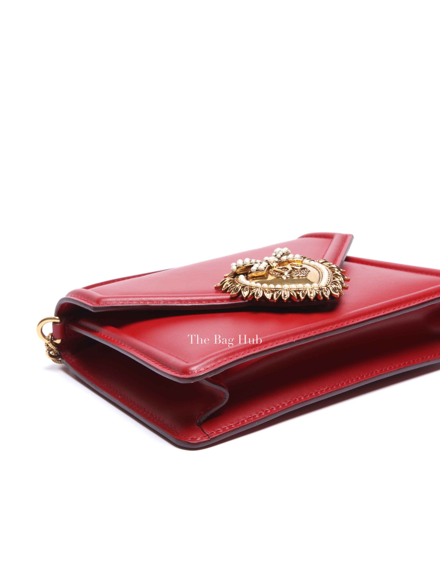 Dolce & Gabbana Red Smooth Calfskin Devotion Small Crossbody Bag