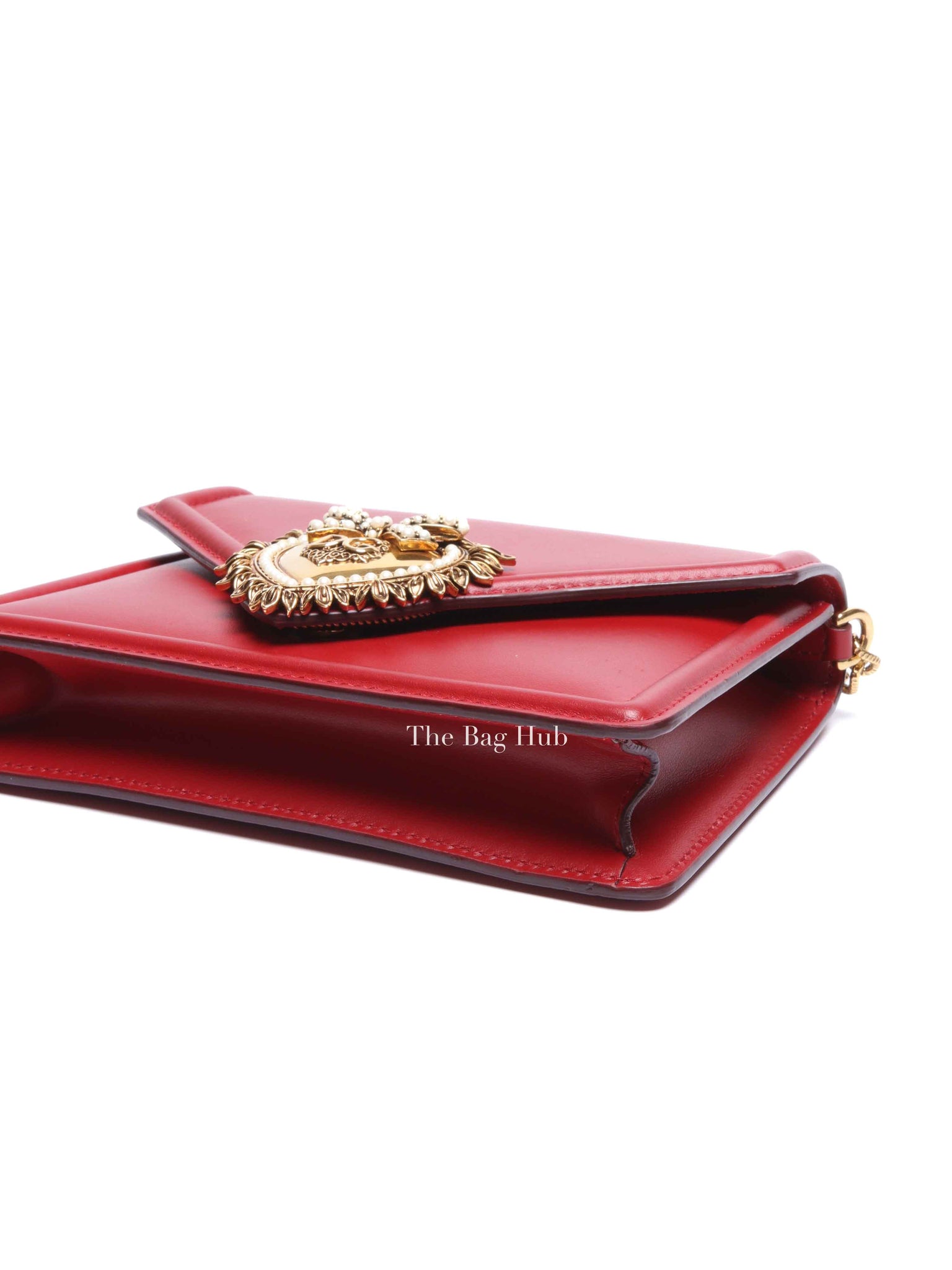 Dolce & Gabbana Red Smooth Calfskin Devotion Small Crossbody Bag