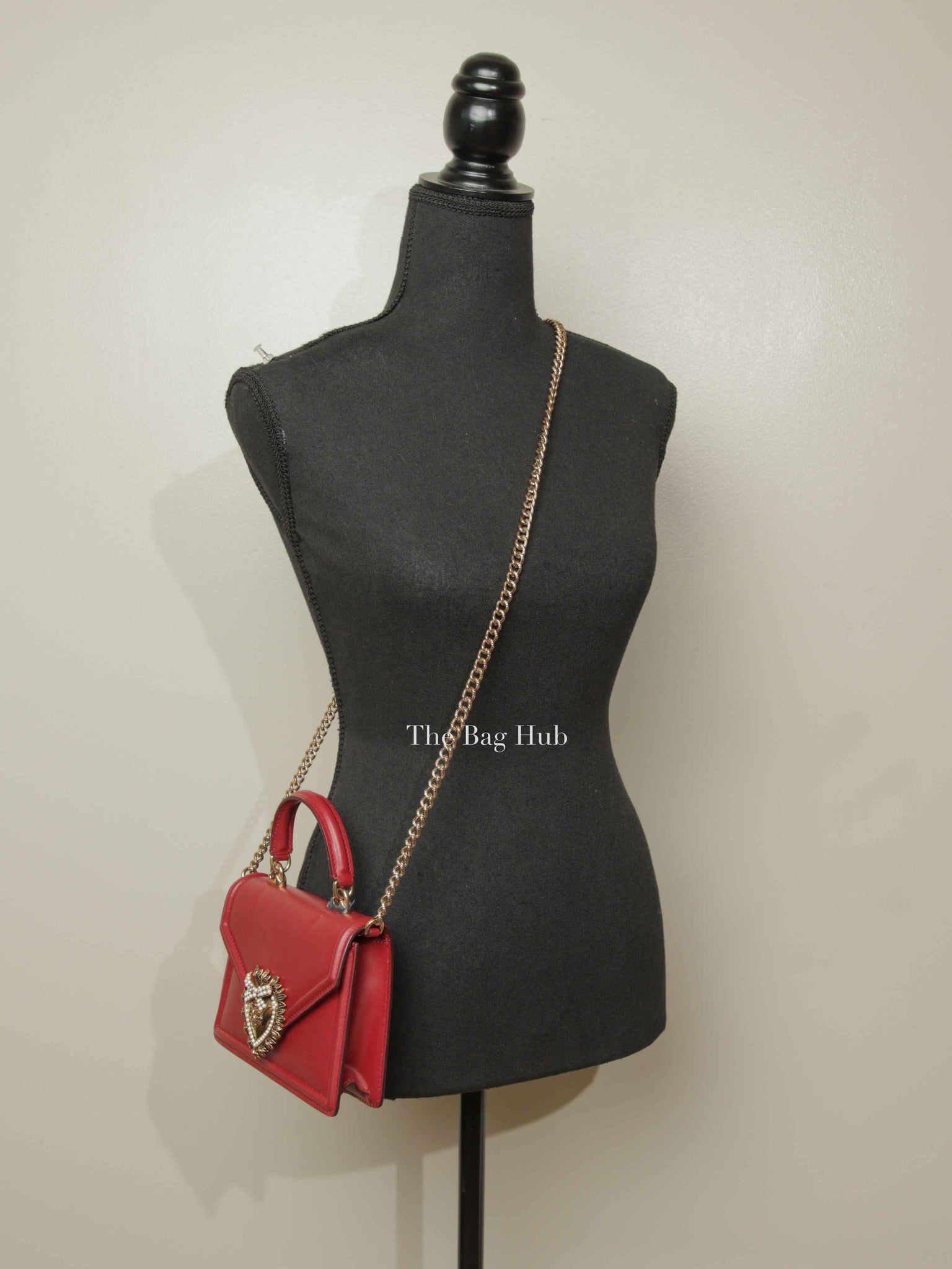 Dolce & Gabbana Red Smooth Calfskin Devotion Small Crossbody Bag