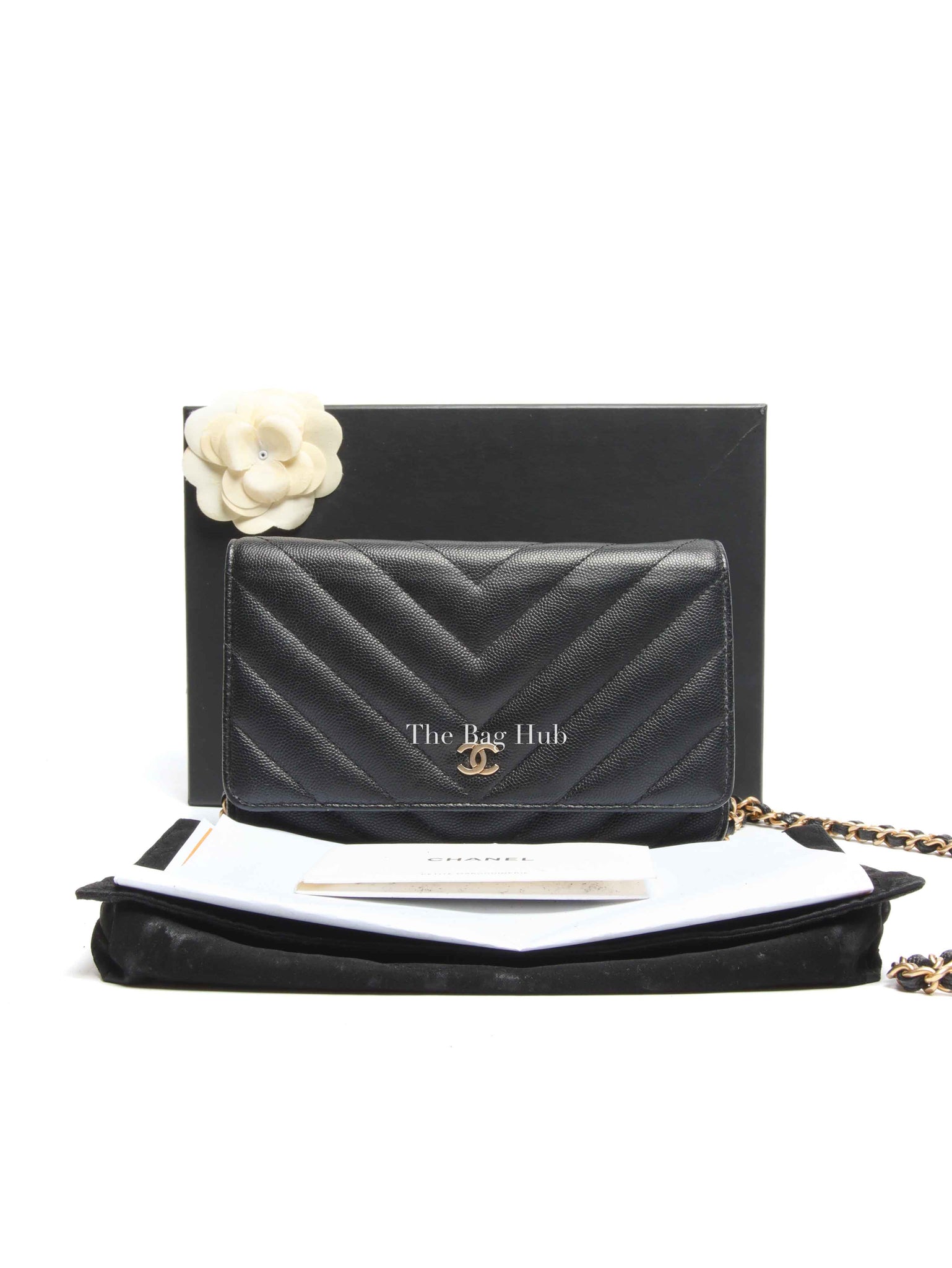 Chanel Black Chevron Caviar Classic WOC GHW