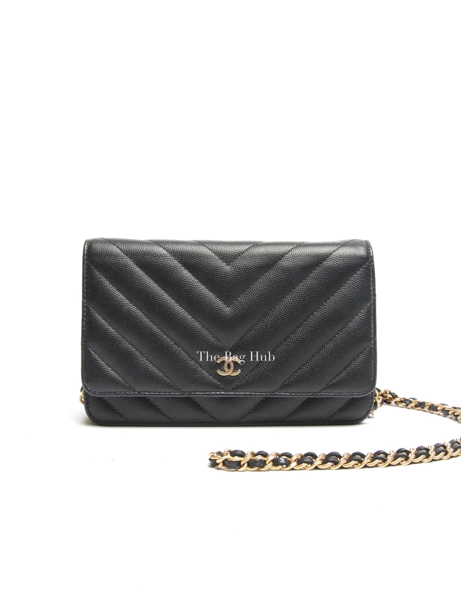 Chanel Black Chevron Caviar Classic WOC GHW