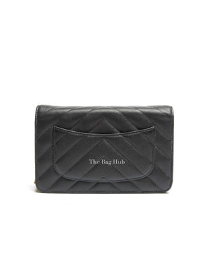 Chanel Black Chevron Caviar Classic WOC GHW