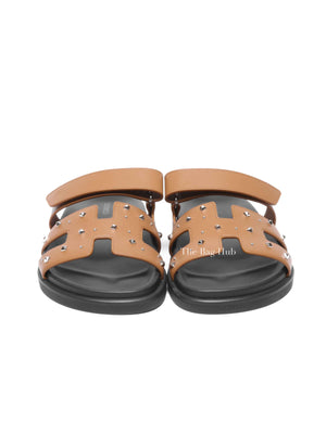 Hermes Naturel Calfskin Chypre Sandals Size 38