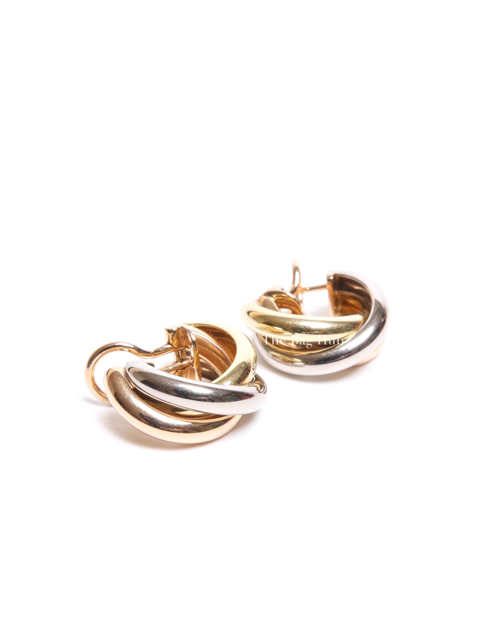 Cartier Yellow White Gold 18k Loop Trinity Earrings