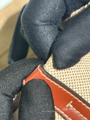 Chloe Brown Linen Canvas Medium Woody Tote Bag