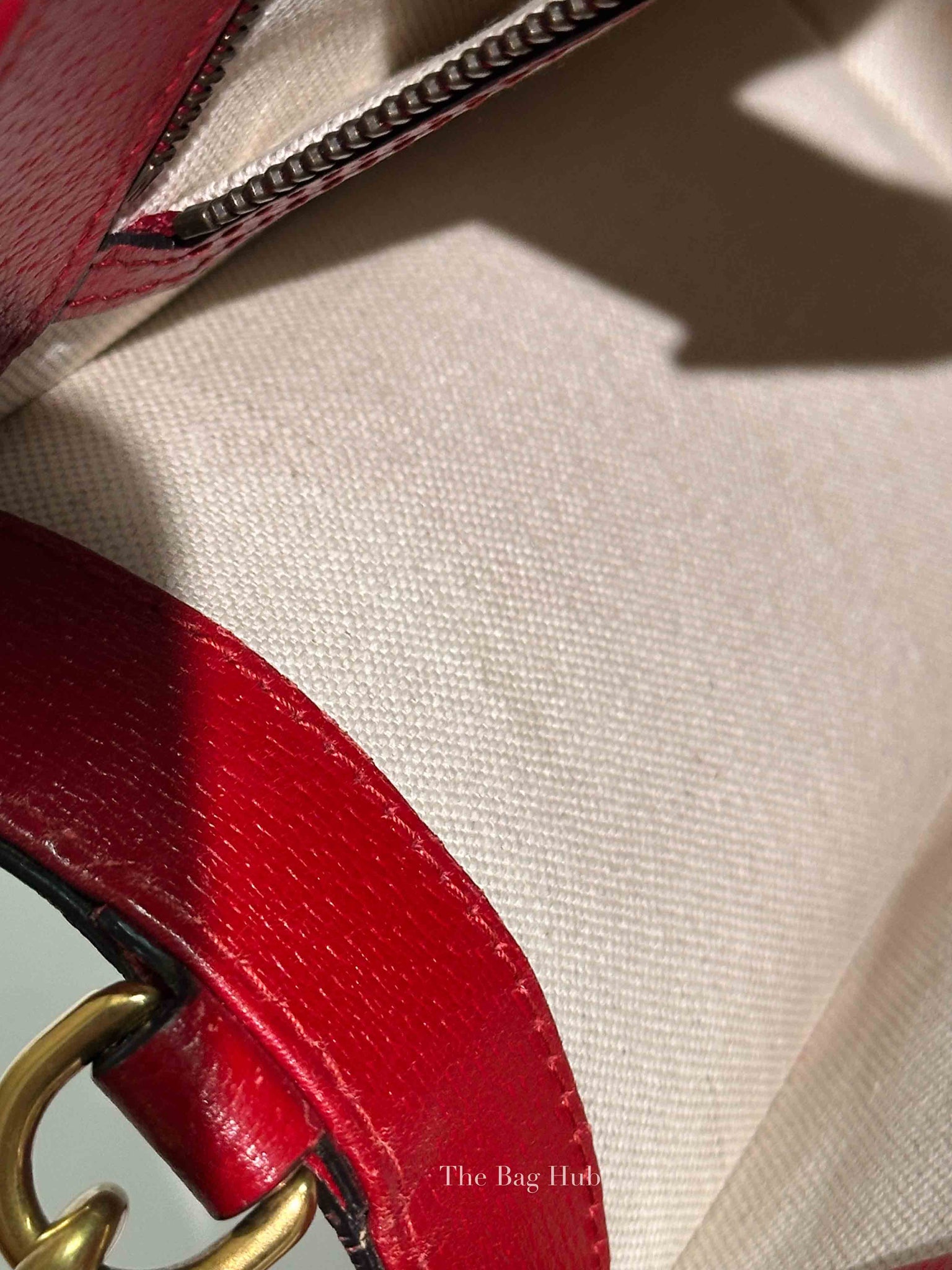 Gucci Red Grained Calfskin Web Medium Animalier Top Handle Tote Bag