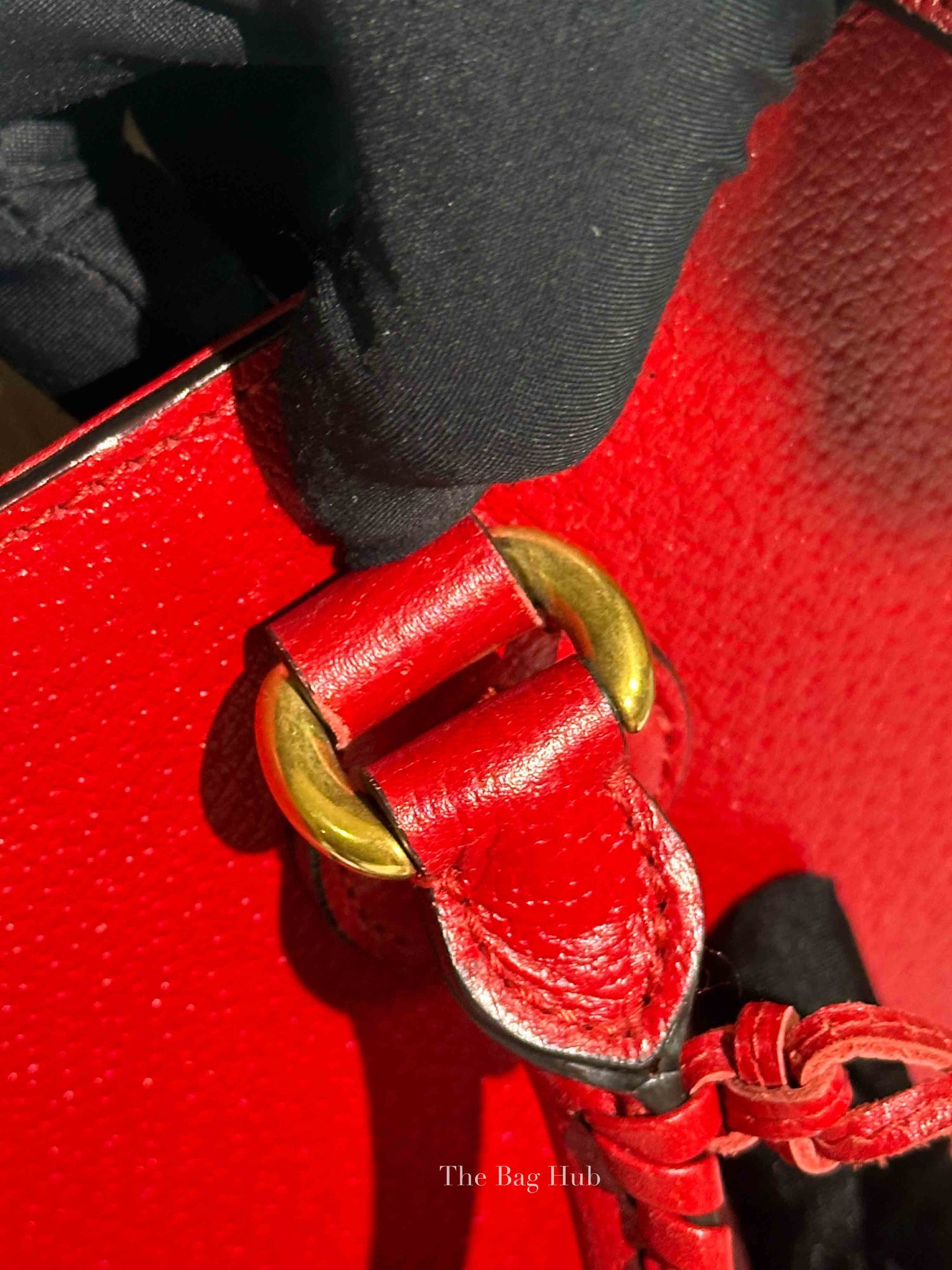 Gucci Red Grained Calfskin Web Medium Animalier Top Handle Tote Bag