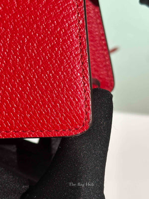 Gucci Red Grained Calfskin Web Medium Animalier Top Handle Tote Bag