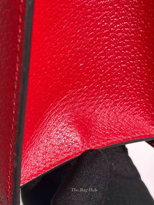 Gucci Red Grained Calfskin Web Medium Animalier Top Handle Tote Bag