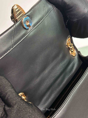Bvlgari Black Calfskin Matelasse Small Serpenti Cabochon Shoulder Bag