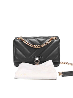 Bvlgari Black Calfskin Matelasse Small Serpenti Cabochon Shoulder Bag
