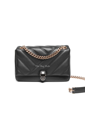 Bvlgari Black Calfskin Matelasse Small Serpenti Cabochon Shoulder Bag