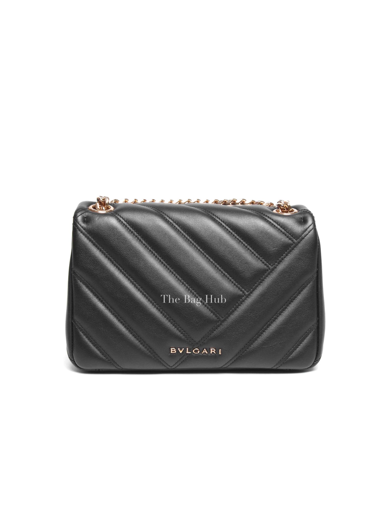 Bvlgari Black Calfskin Matelasse Small Serpenti Cabochon Shoulder Bag