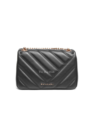 Bvlgari Black Calfskin Matelasse Small Serpenti Cabochon Shoulder Bag