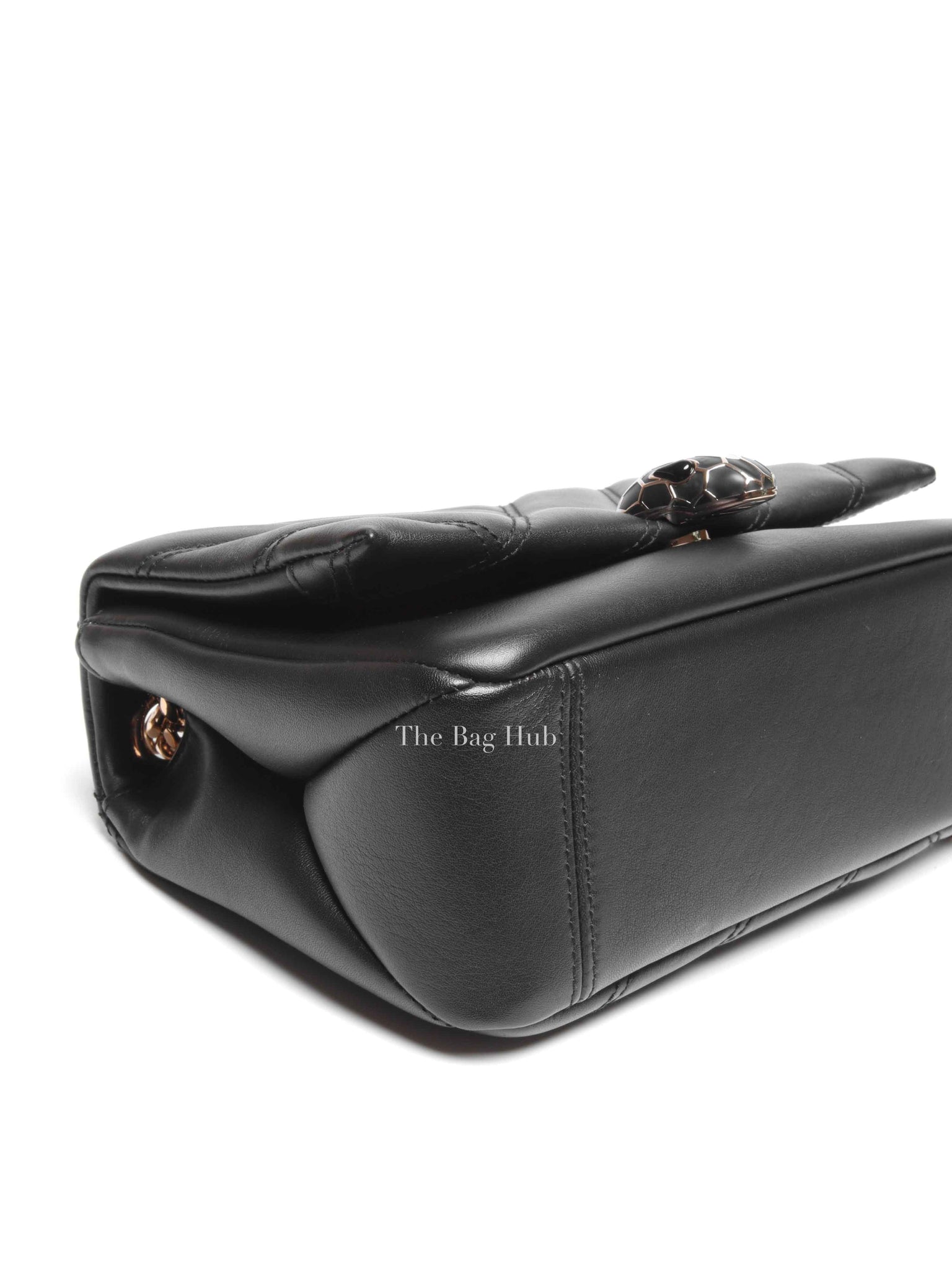 Bvlgari Black Calfskin Matelasse Small Serpenti Cabochon Shoulder Bag