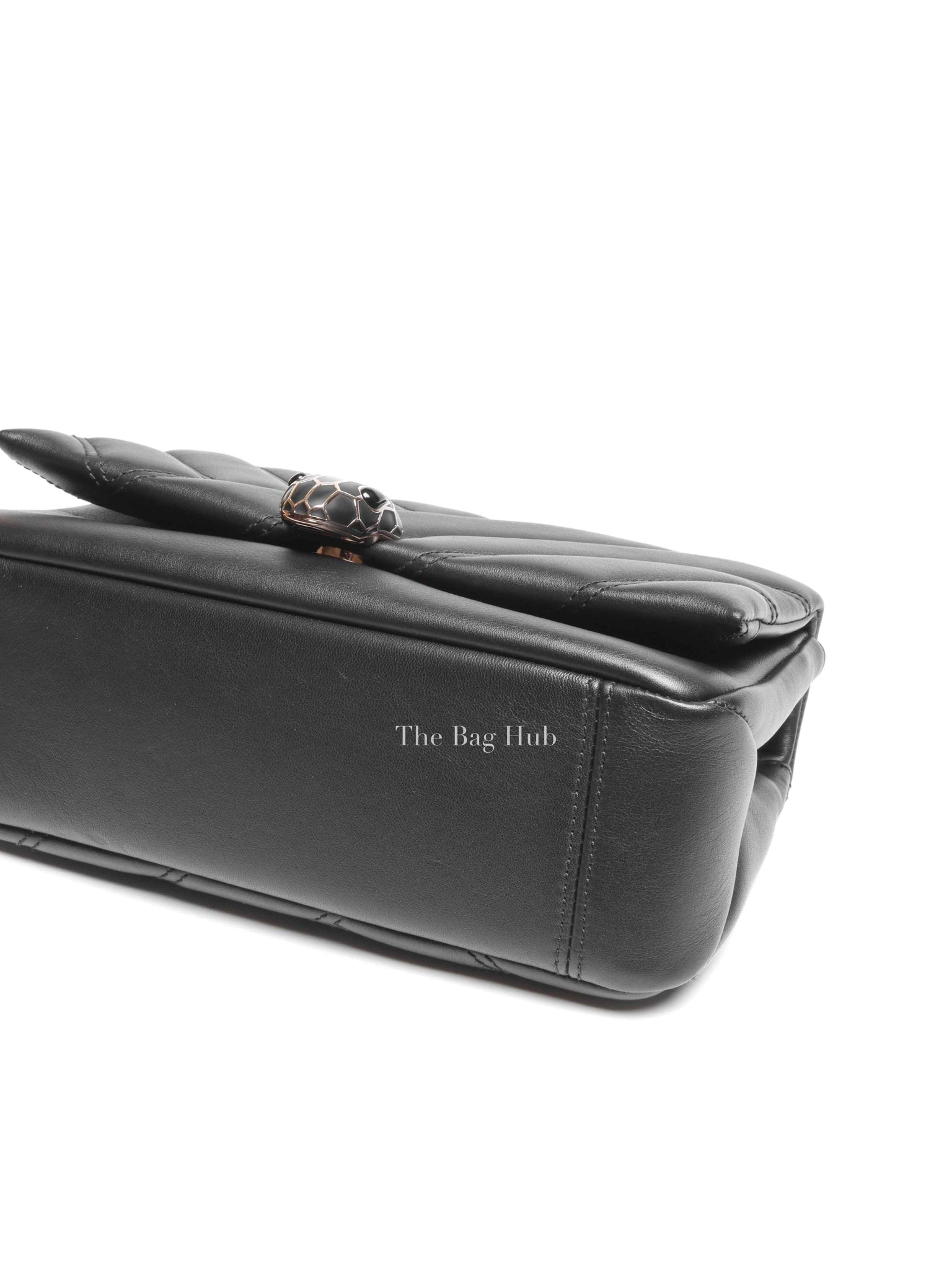 Bvlgari Black Calfskin Matelasse Small Serpenti Cabochon Shoulder Bag