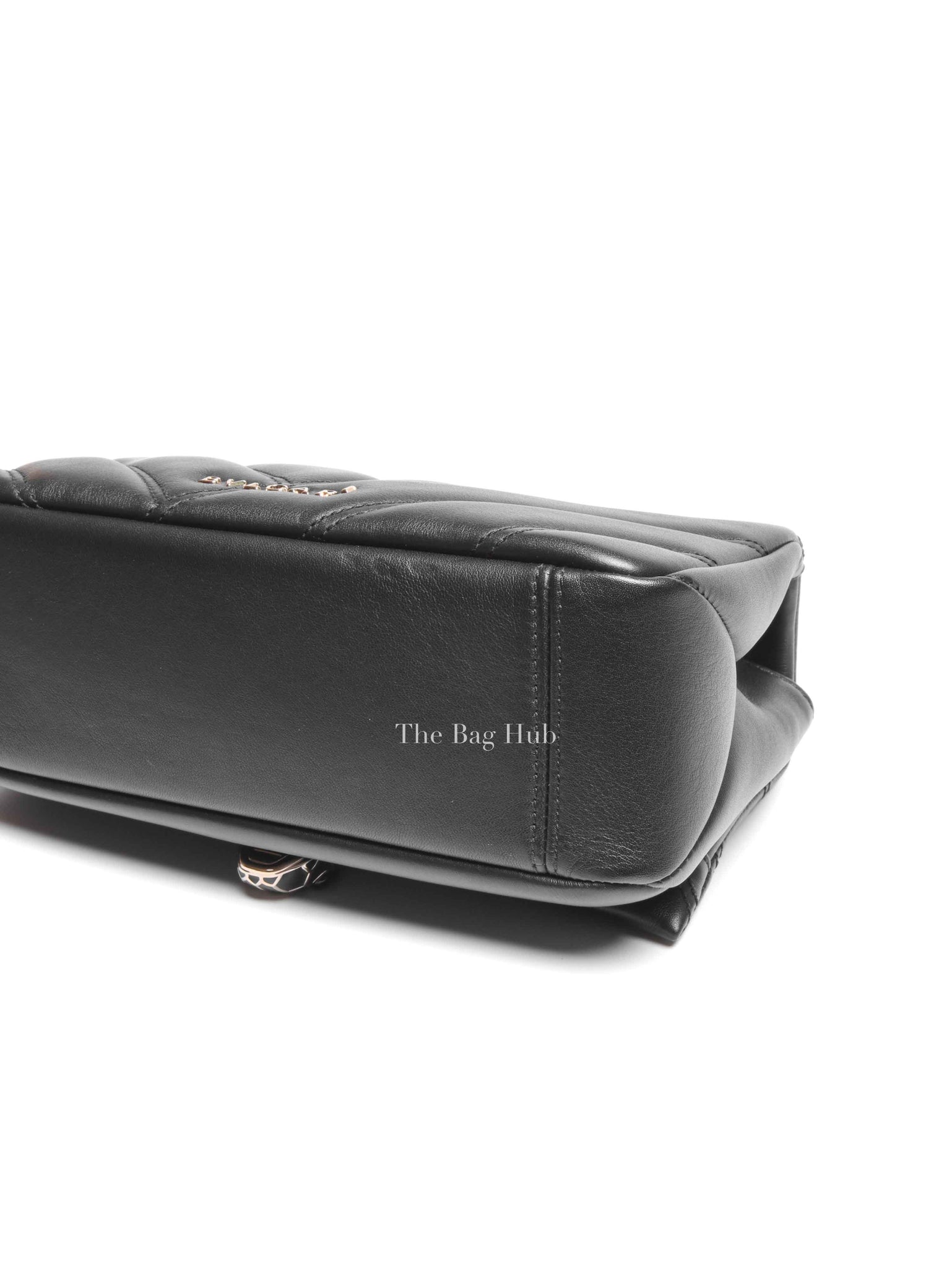 Bvlgari Black Calfskin Matelasse Small Serpenti Cabochon Shoulder Bag