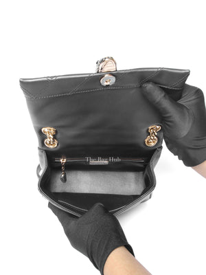 Bvlgari Black Calfskin Matelasse Small Serpenti Cabochon Shoulder Bag