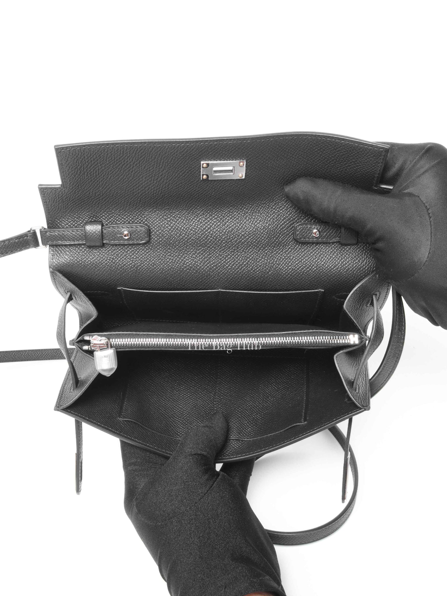 Hermes Black Epsom Kelly Wallet To Go PHW