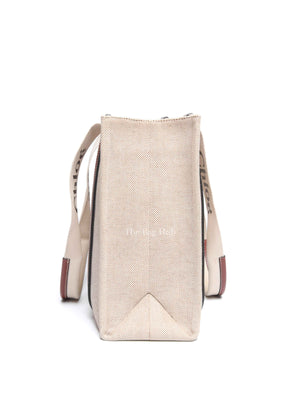 Chloe Brown Linen Canvas Medium Woody Tote Bag