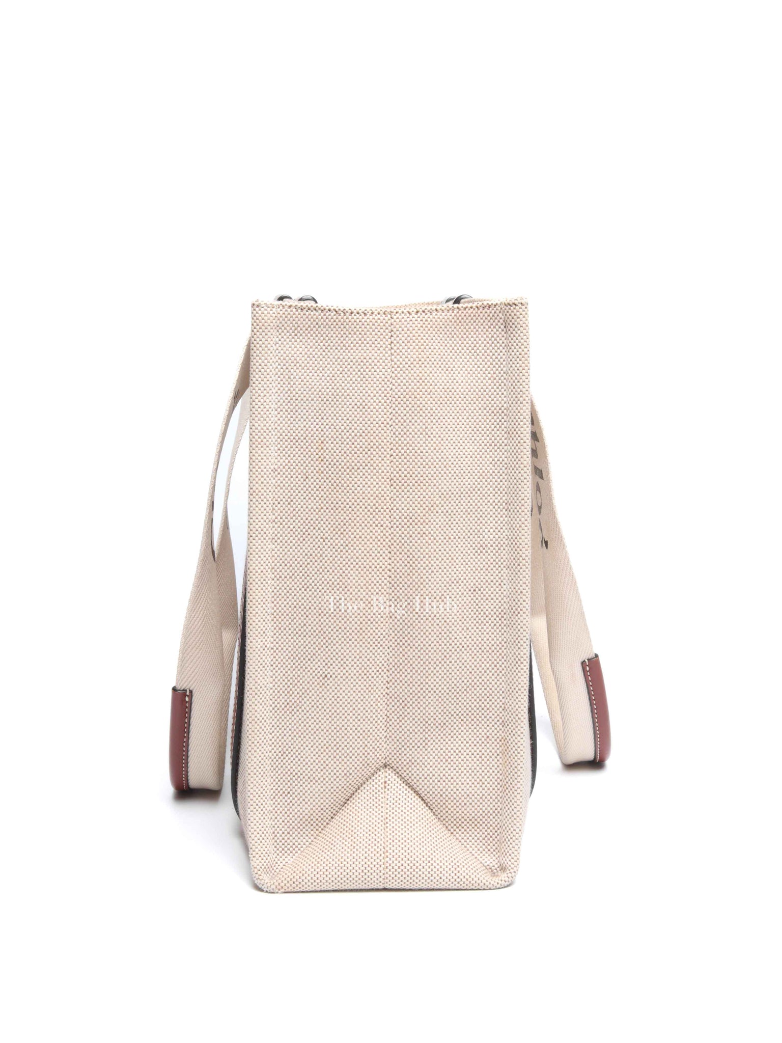 Chloe Brown Linen Canvas Medium Woody Tote Bag