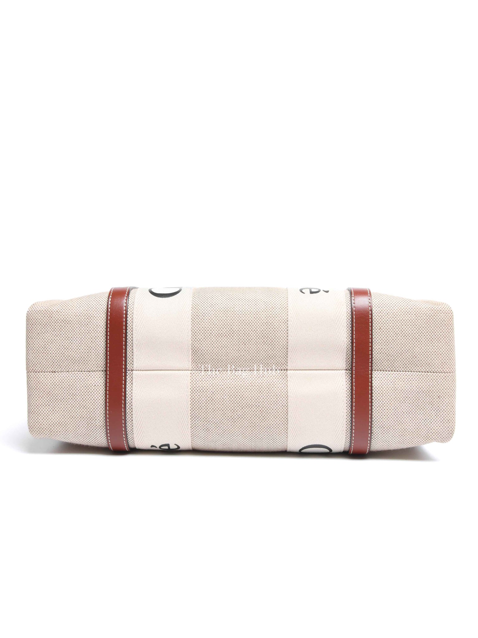 Chloe Brown Linen Canvas Medium Woody Tote Bag