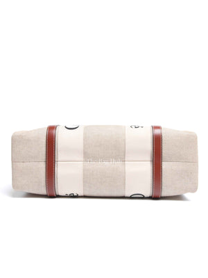 Chloe Brown Linen Canvas Medium Woody Tote Bag