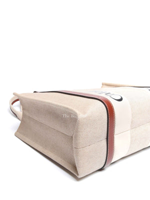 Chloe Brown Linen Canvas Medium Woody Tote Bag
