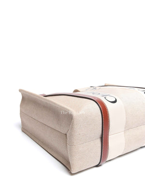 Chloe Brown Linen Canvas Medium Woody Tote Bag