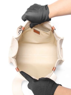 Chloe Brown Linen Canvas Medium Woody Tote Bag