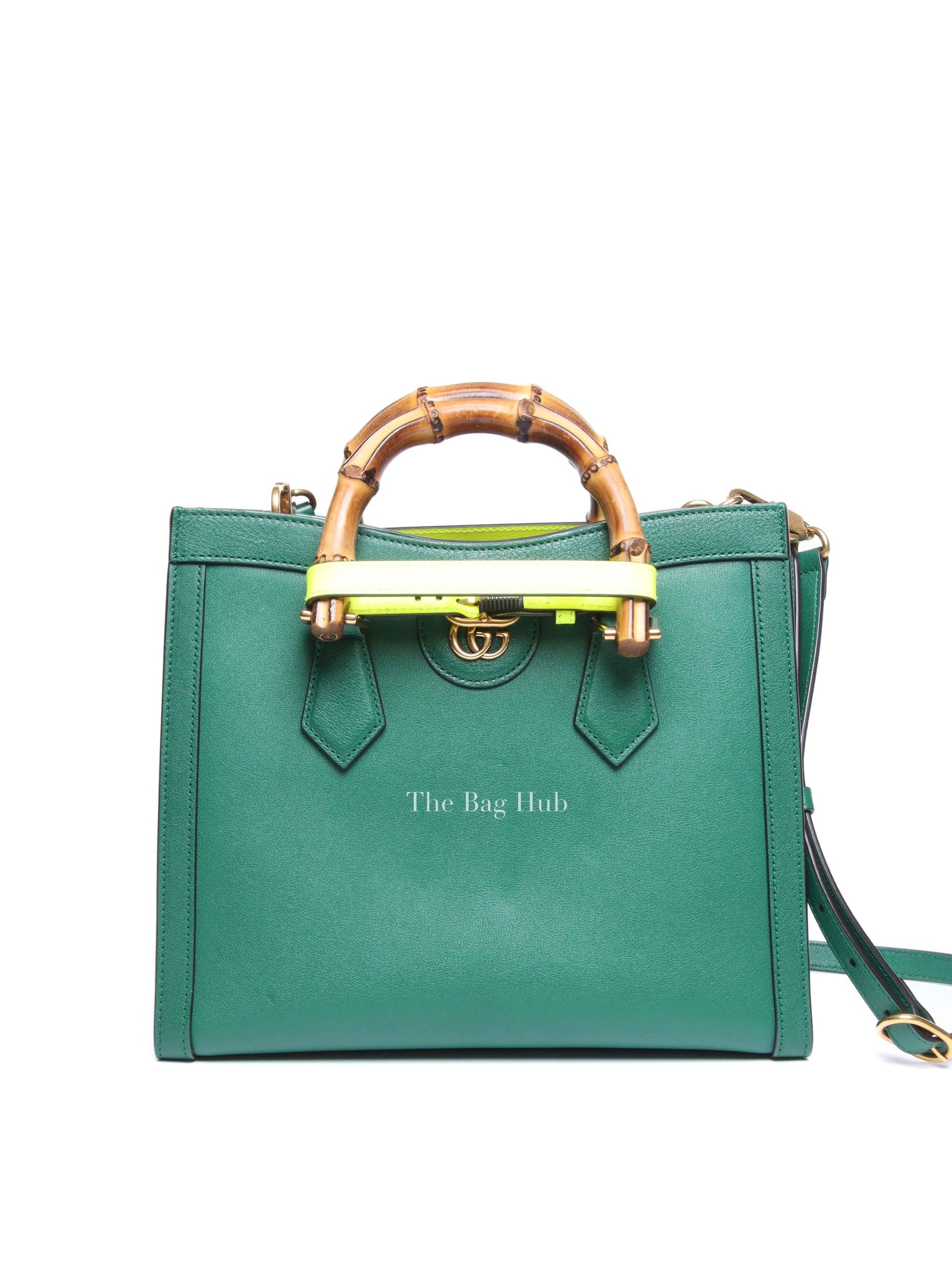 Gucci Green Leather Diana Bamboo Small Tote Bag