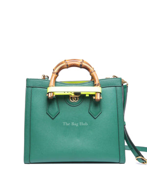 Gucci Green Leather Diana Bamboo Small Tote Bag