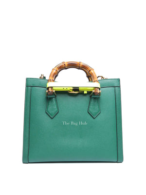 Gucci Green Leather Diana Bamboo Small Tote Bag