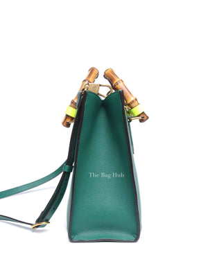 Gucci Green Leather Diana Bamboo Small Tote Bag