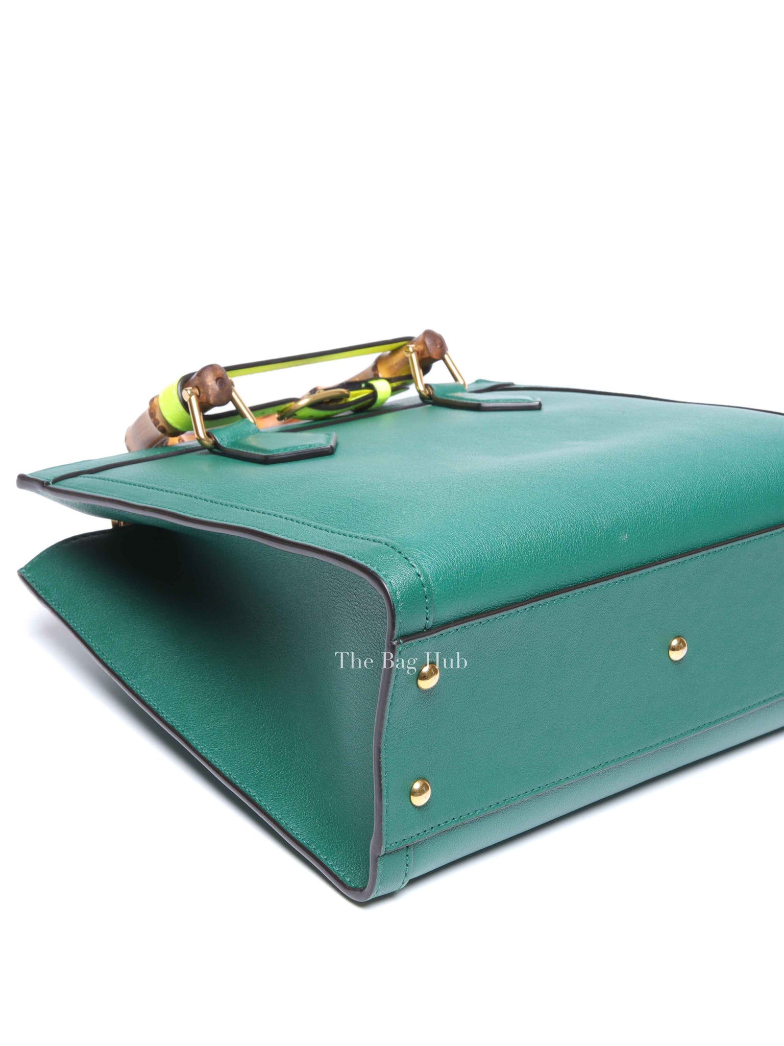 Gucci Green Leather Diana Bamboo Small Tote Bag