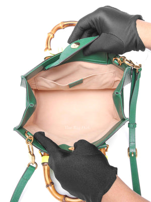 Gucci Green Leather Diana Bamboo Small Tote Bag