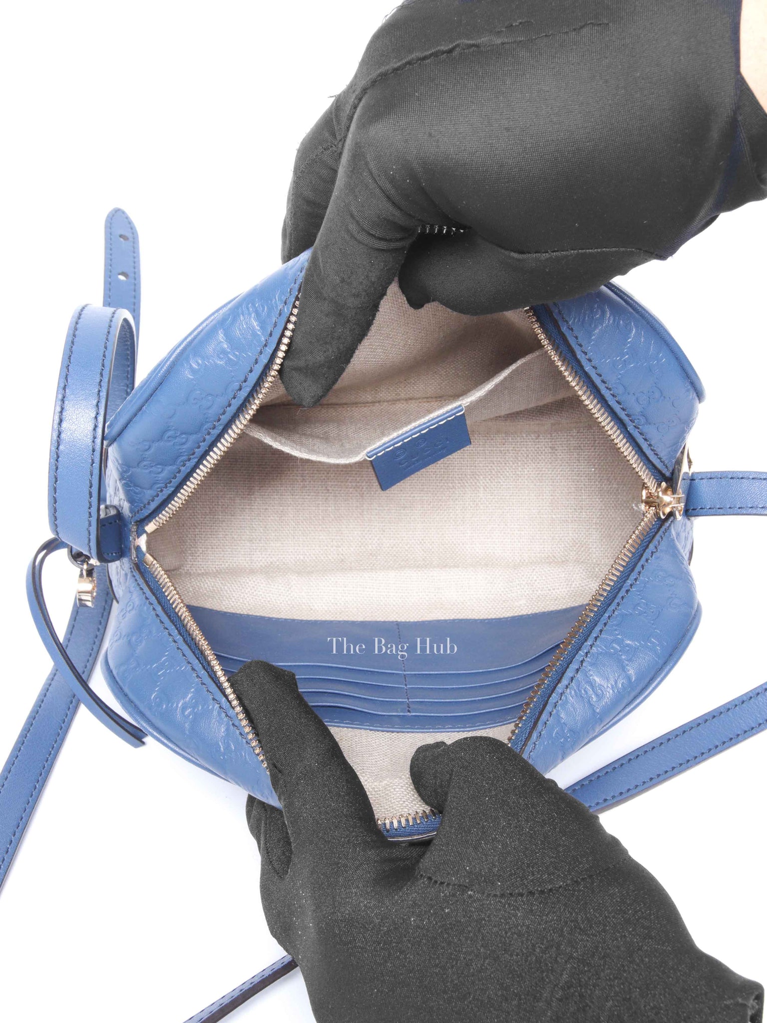 Gucci Blue Soft Microguccissima Mini Bree Camera Bag