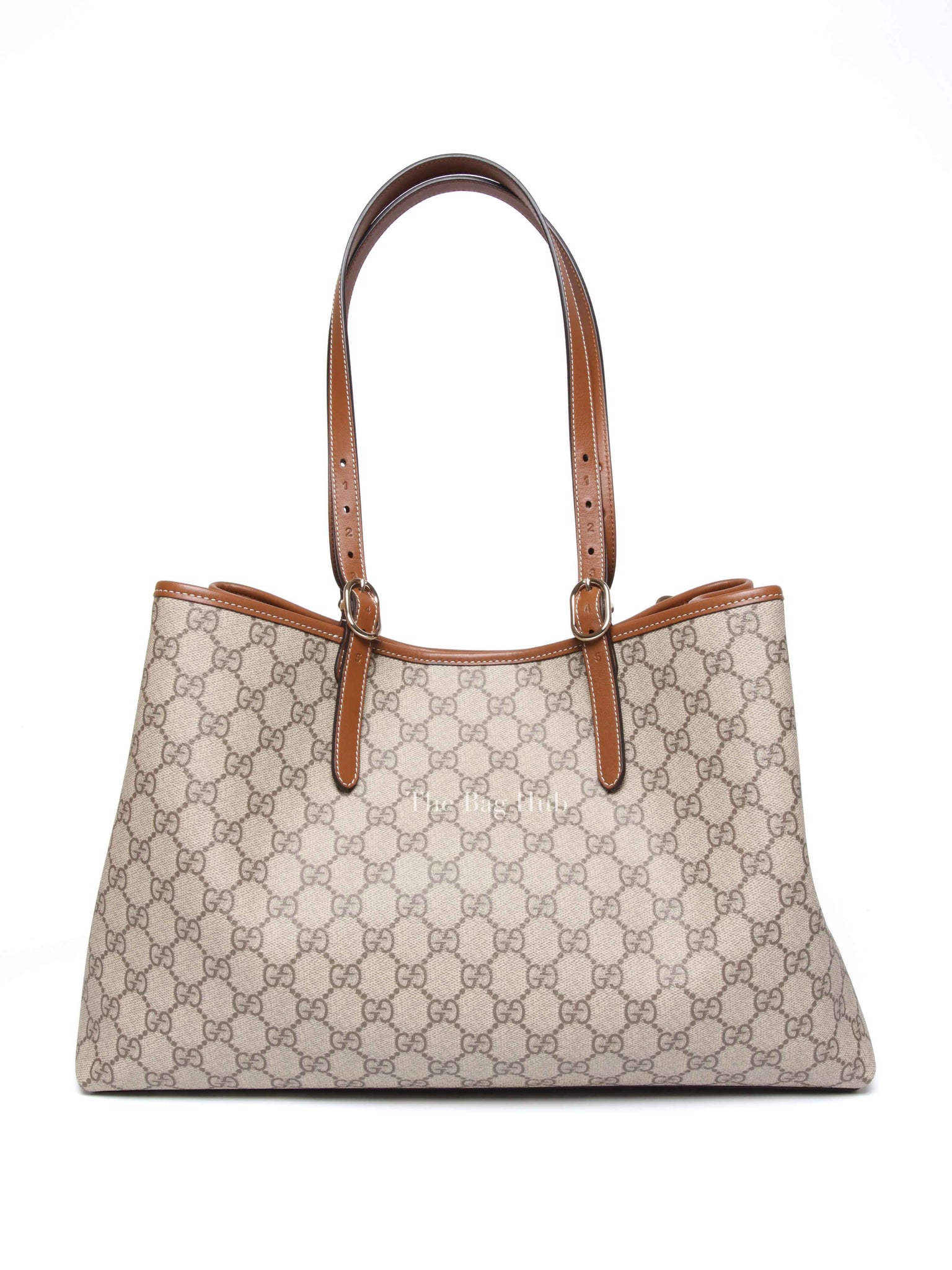 Gucci Beige/Dark Brown GG Supreme Monogram Canvas Emblem Large Tote Bag