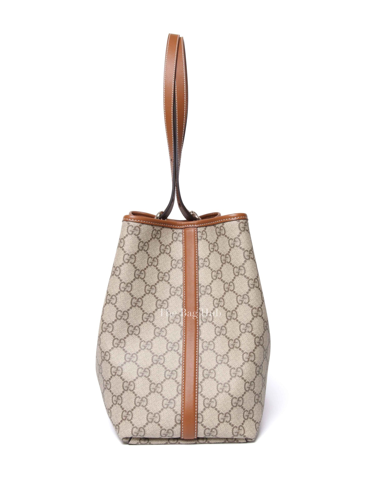 Gucci Beige/Dark Brown GG Supreme Monogram Canvas Emblem Large Tote Bag