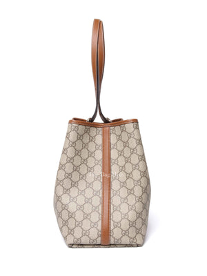 Gucci Beige/Dark Brown GG Supreme Monogram Canvas Emblem Large Tote Bag