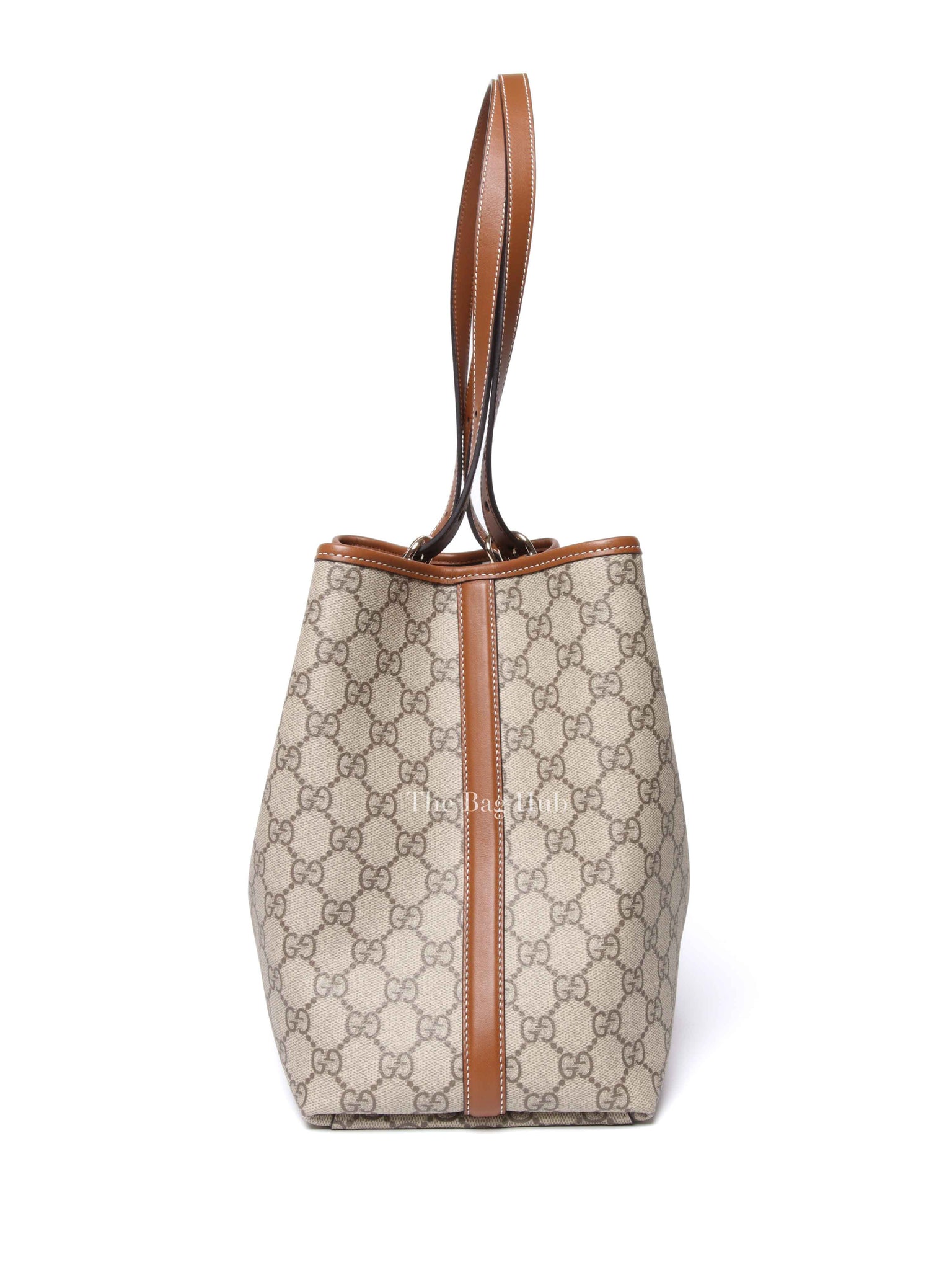 Gucci Beige/Dark Brown GG Supreme Monogram Canvas Emblem Large Tote Bag
