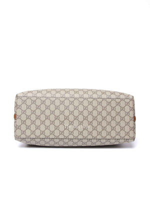 Gucci Beige/Dark Brown GG Supreme Monogram Canvas Emblem Large Tote Bag