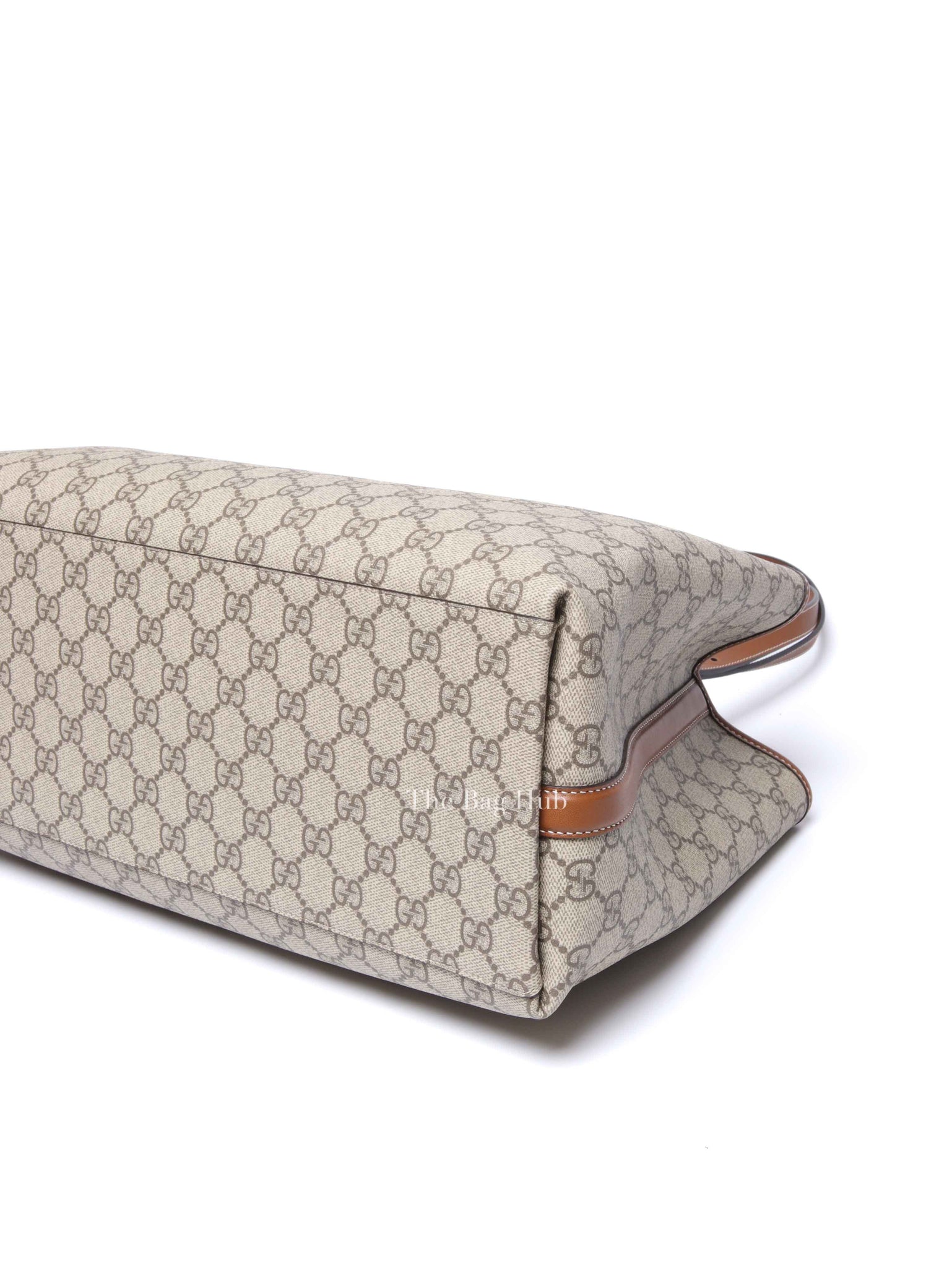 Gucci Beige/Dark Brown GG Supreme Monogram Canvas Emblem Large Tote Bag