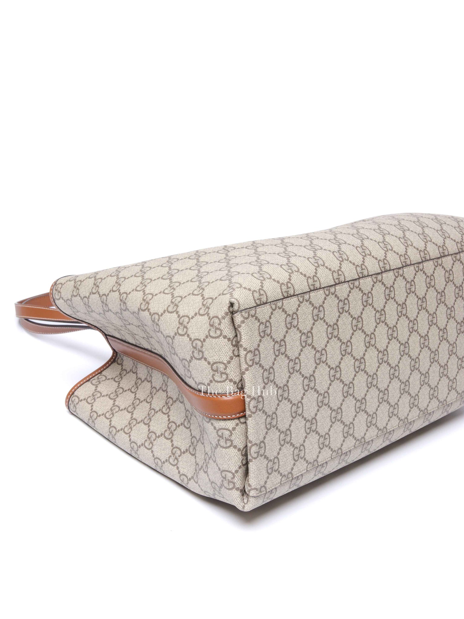 Gucci Beige/Dark Brown GG Supreme Monogram Canvas Emblem Large Tote Bag