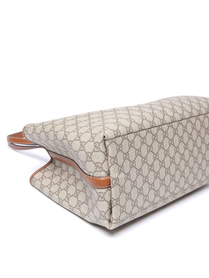 Gucci Beige/Dark Brown GG Supreme Monogram Canvas Emblem Large Tote Bag