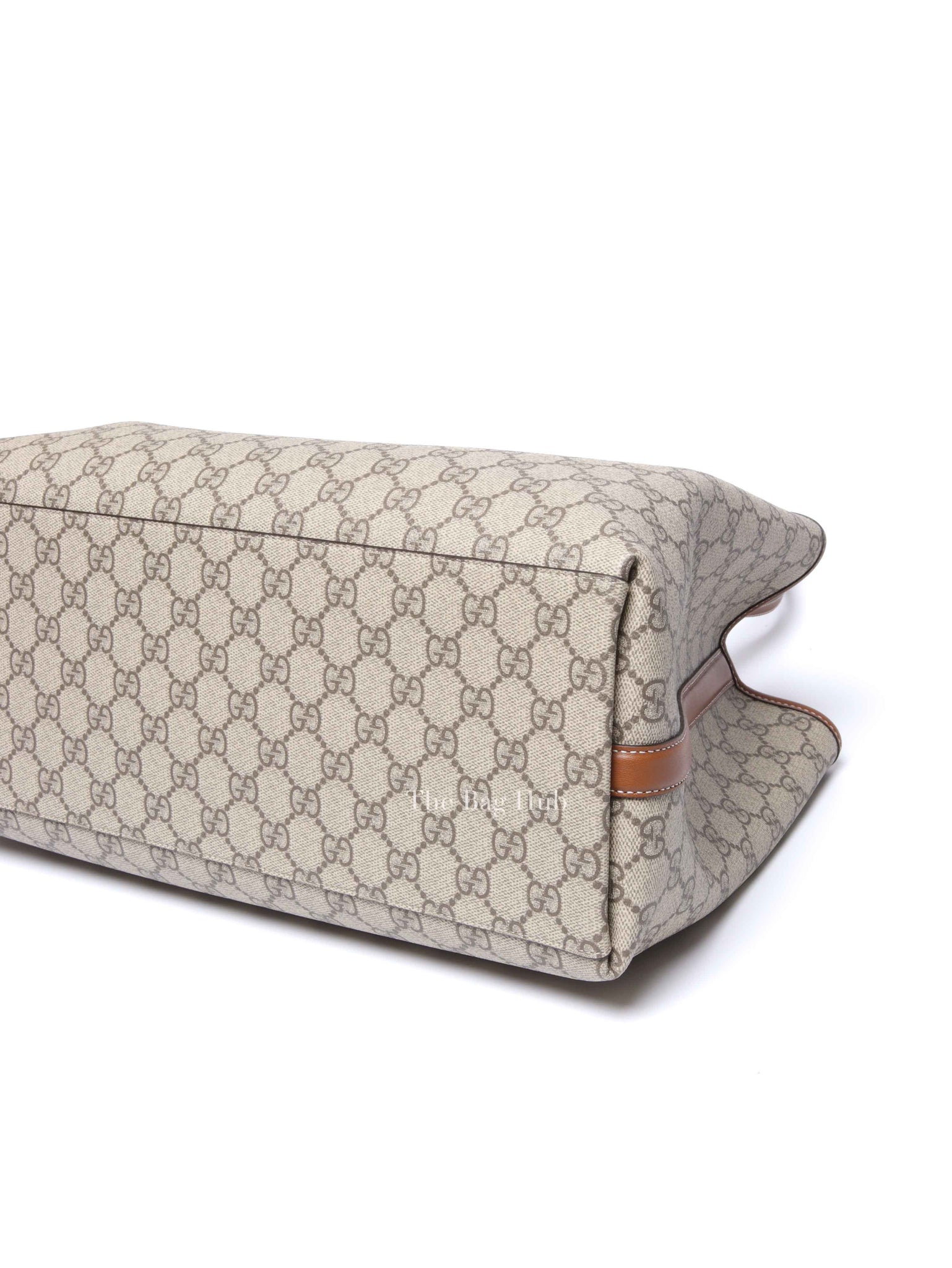 Gucci Beige/Dark Brown GG Supreme Monogram Canvas Emblem Large Tote Bag