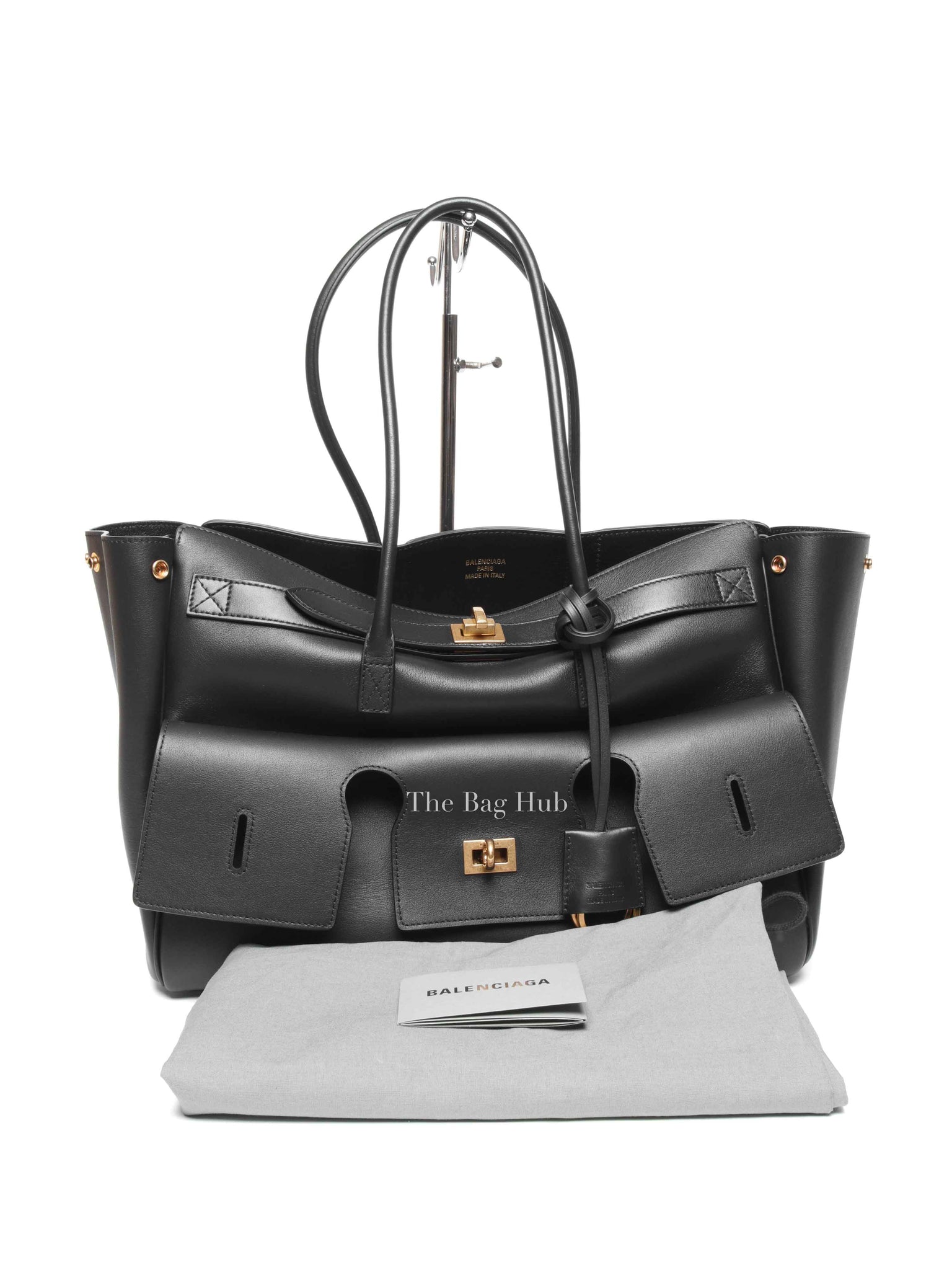 Balenciaga Black Leather Women's Bel Air Carry All Medium Bag