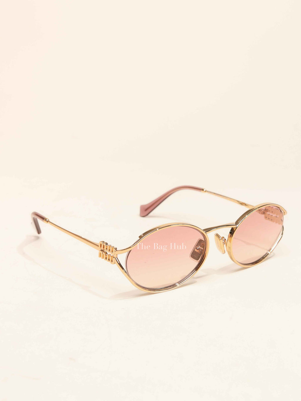 Miu Miu Rose Gold Lenses Logo Sunglasses