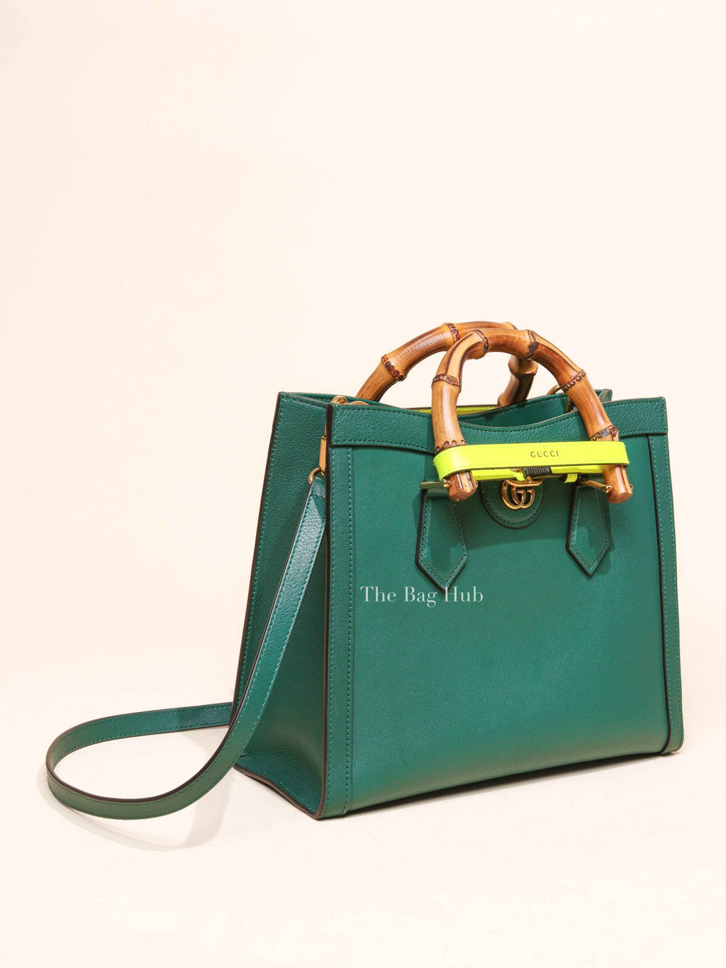 Gucci Green Leather Diana Bamboo Small Tote Bag
