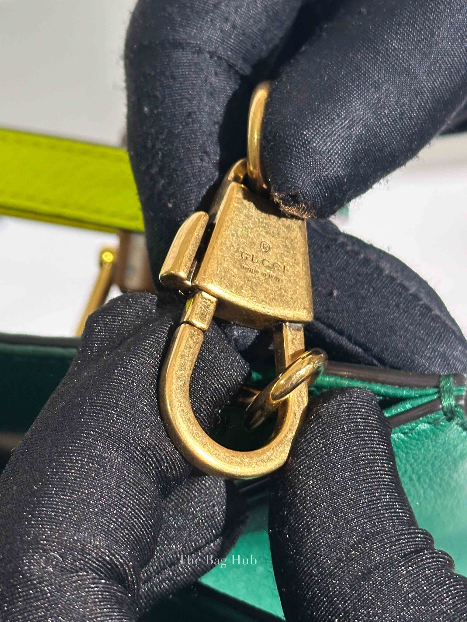 Gucci Green Leather Diana Bamboo Small Tote Bag